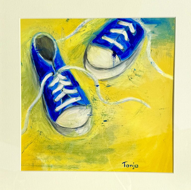 Blaue Sneakers / Ölbild
