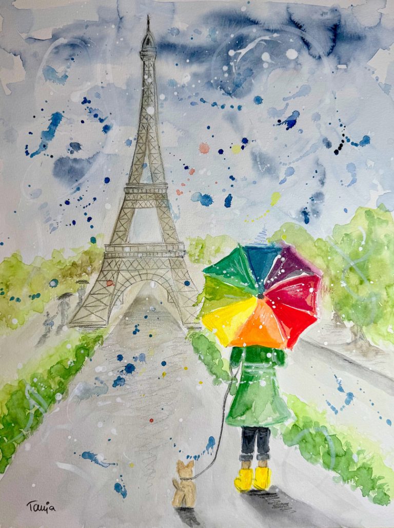 Paris im Regen / Aquarell